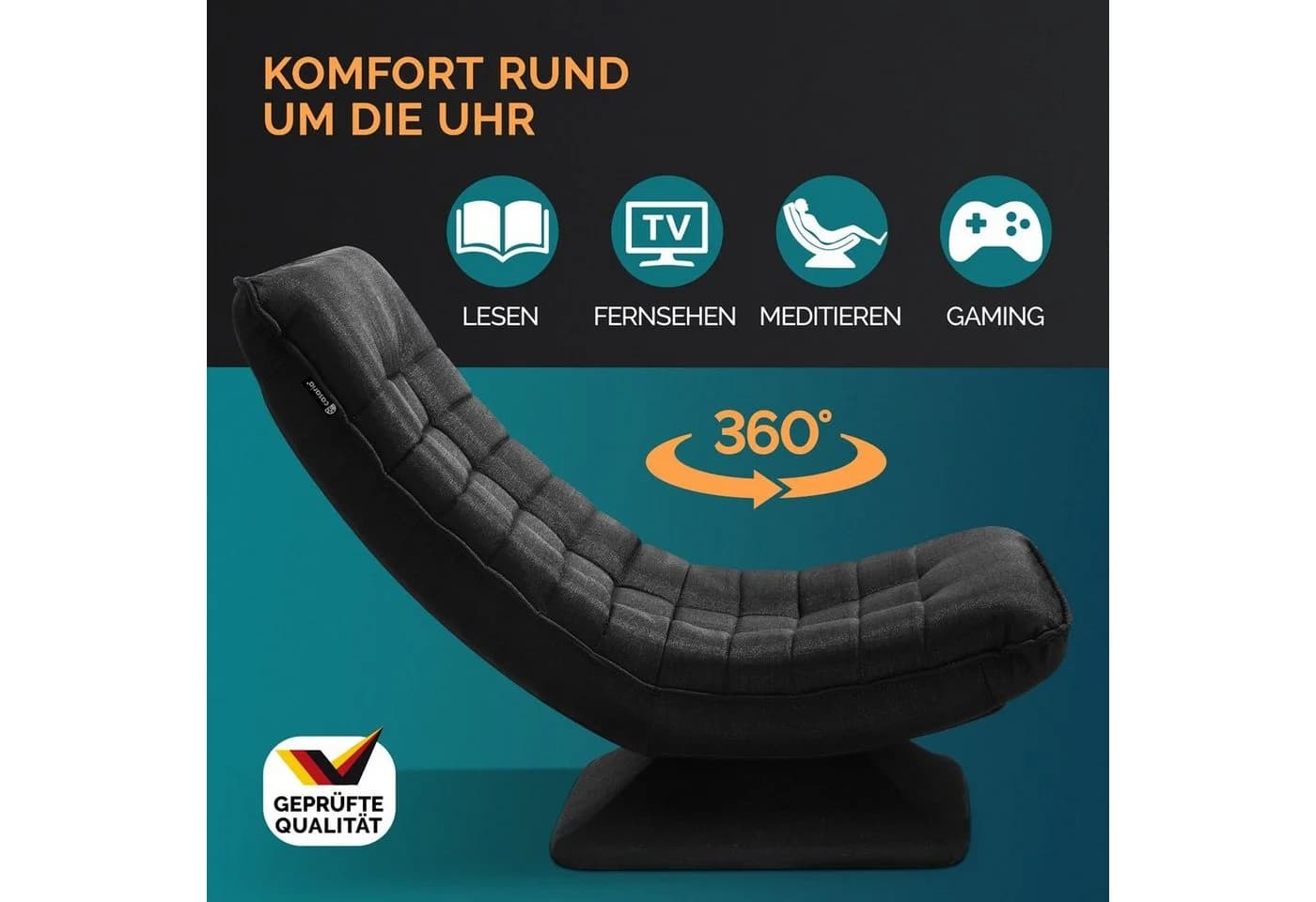 Casaria Relaxsessel Aberdeen Schwarz Verstellbar Drehbar Klappbar - Bild 3