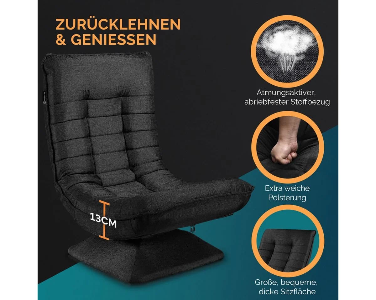Casaria Relaxsessel Aberdeen Schwarz Verstellbar Drehbar Klappbar - Bild 4