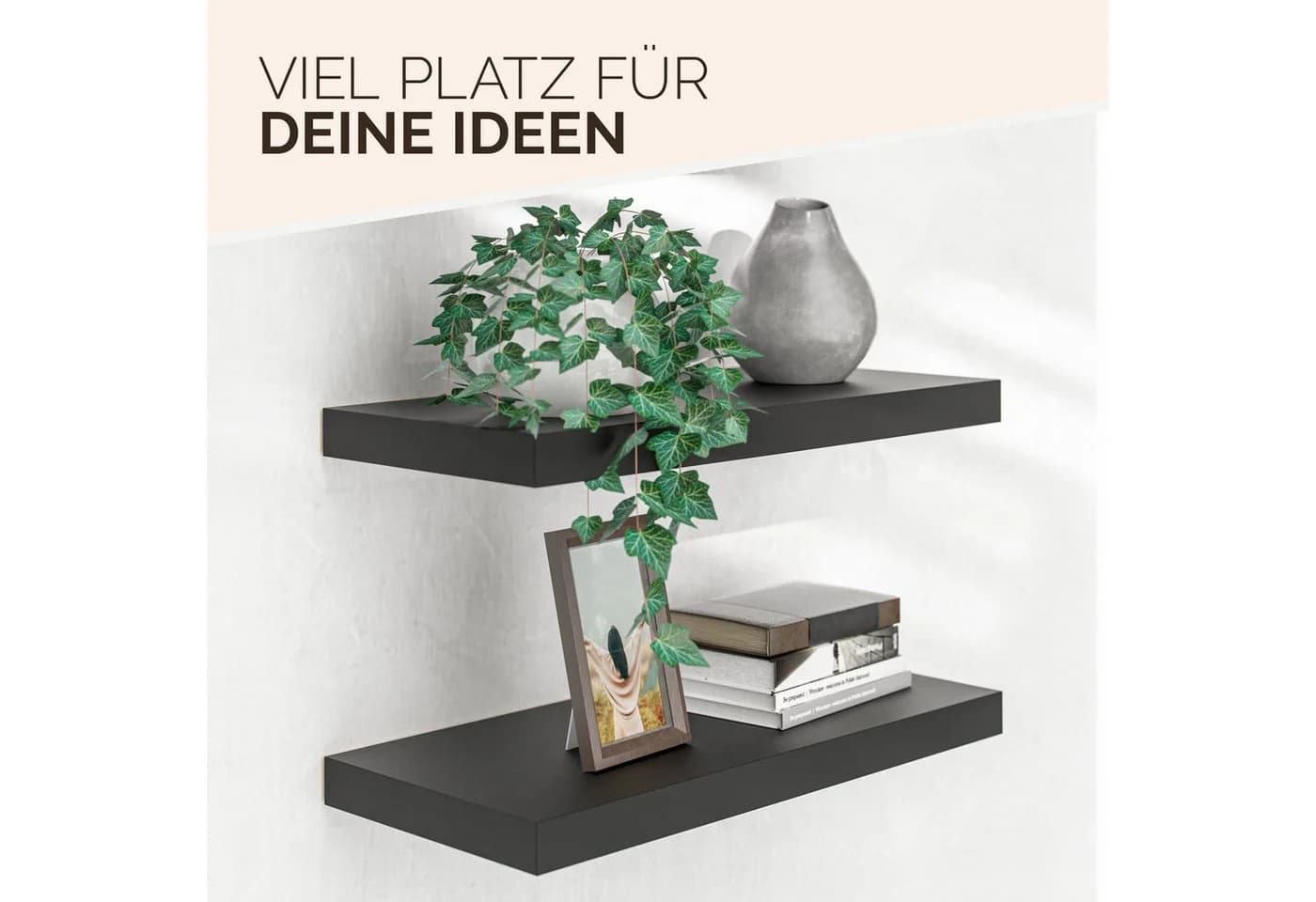 Casaria Wandregal Schwarz Modern Hängeregal mit Halterung - Bild 4
