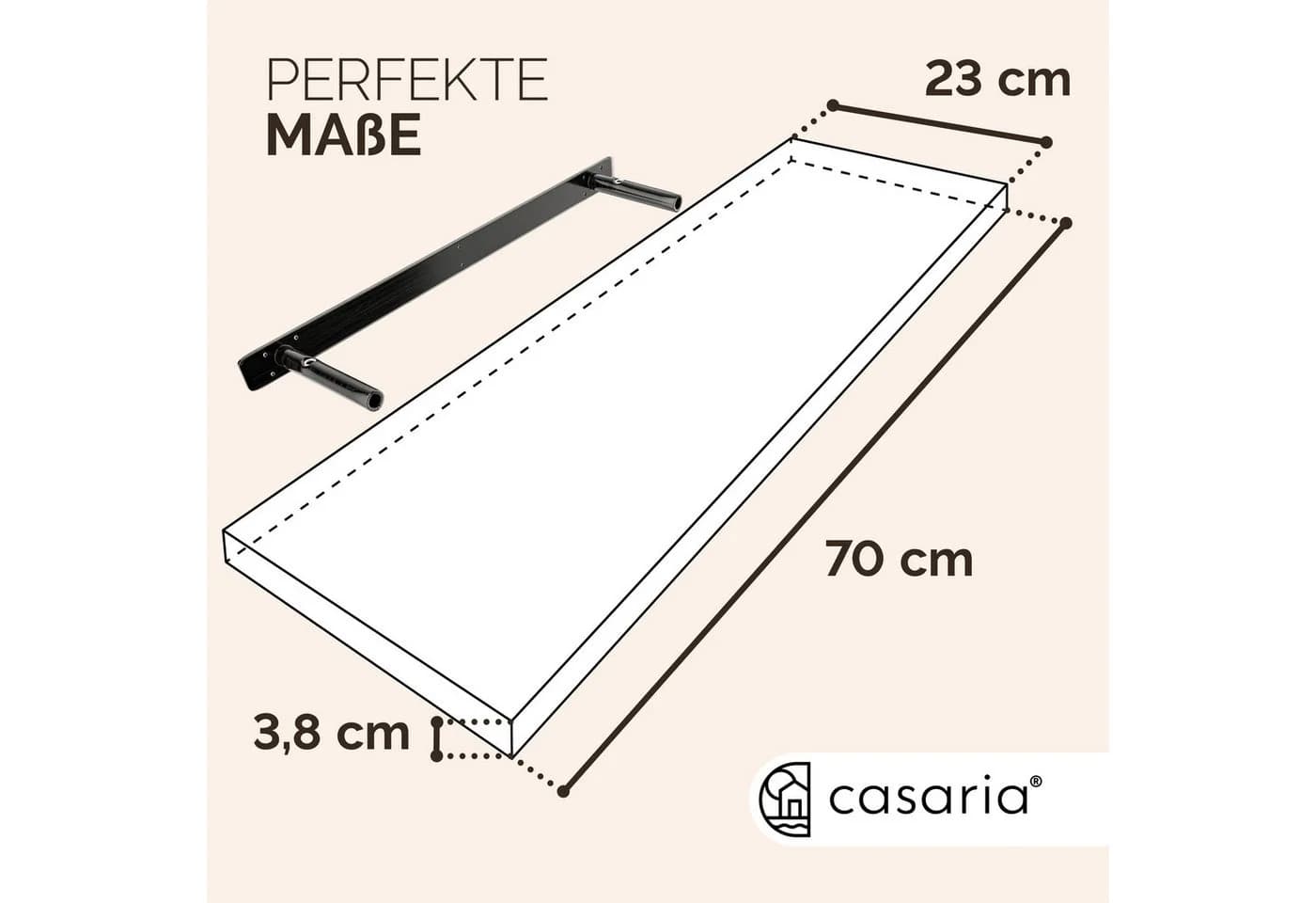Casaria Wandregal Grau Matt 70cm mit Halterung - Bild 3