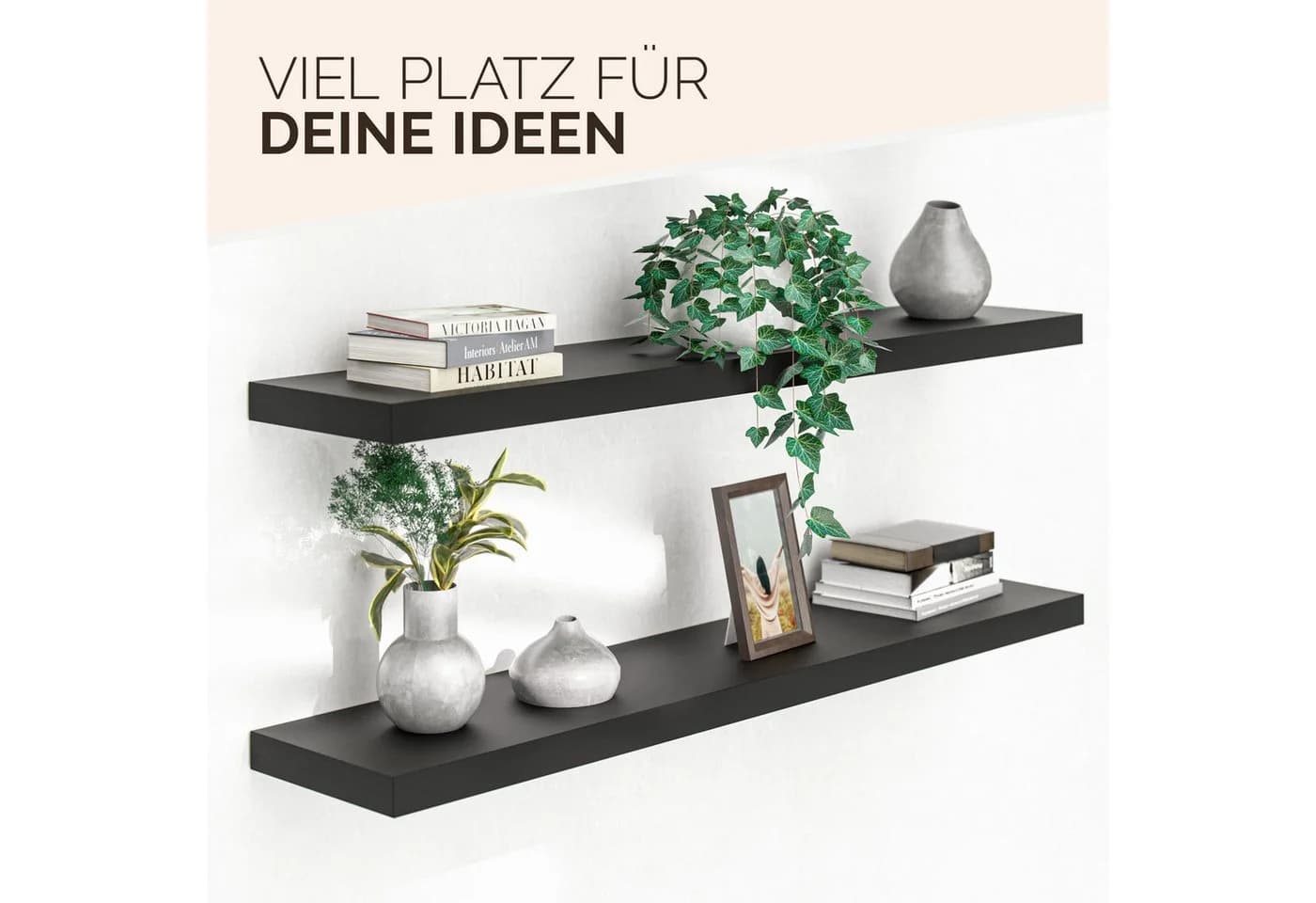 Casaria Wandregal Schwarz Schweberegal mit Halterung 15kg Tragkraft - Bild 4