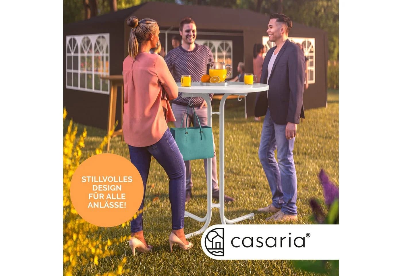 Casaria Stehtisch Klappbar Weiß Garten Metall