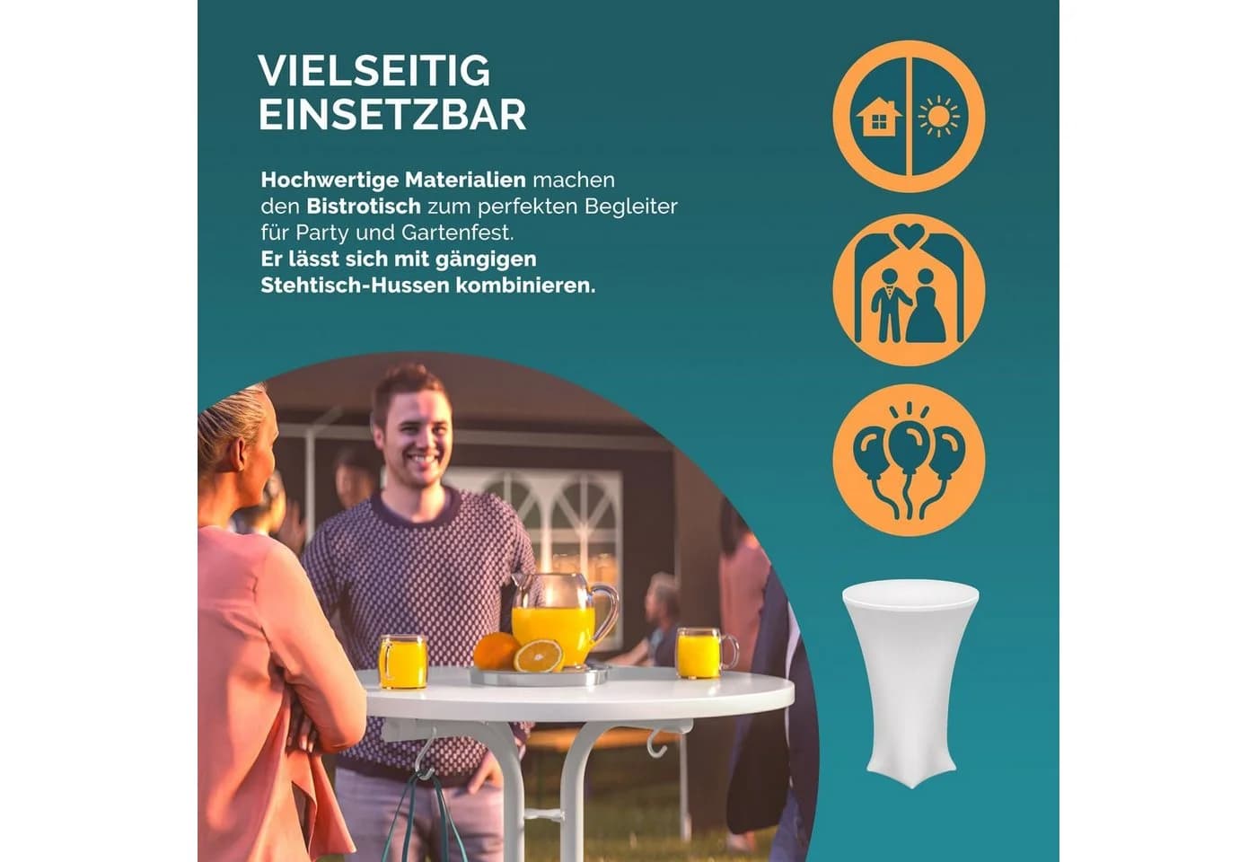 Casaria Stehtisch Klappbar Weiß Garten Metall - Bild 5