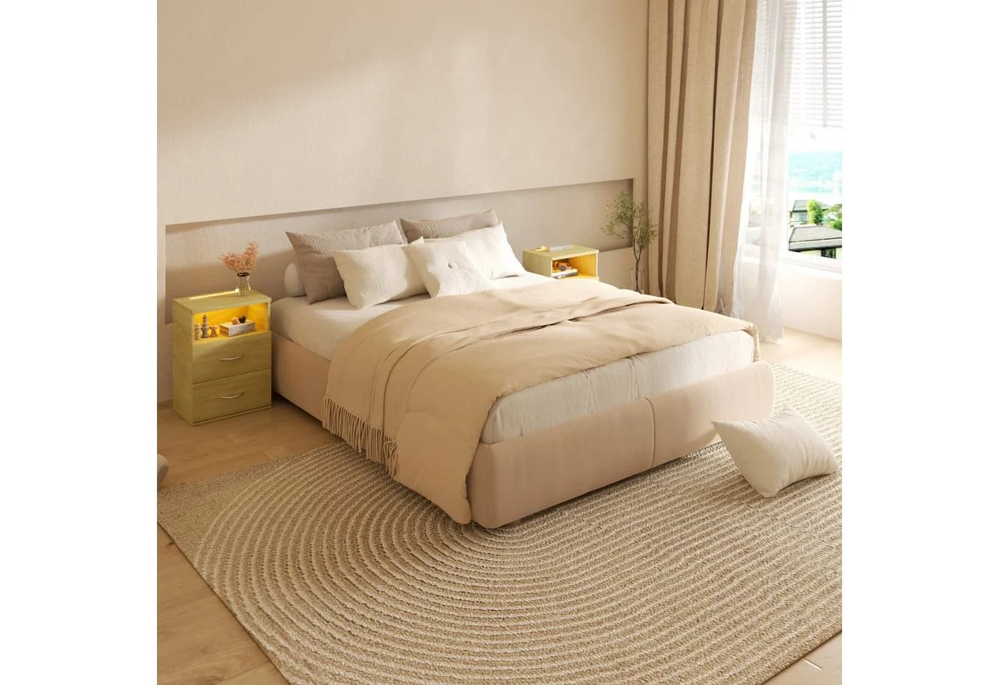 Casaria Nachttisch Jamie mit Touch LED Beleuchtung Braun - Bild 5
