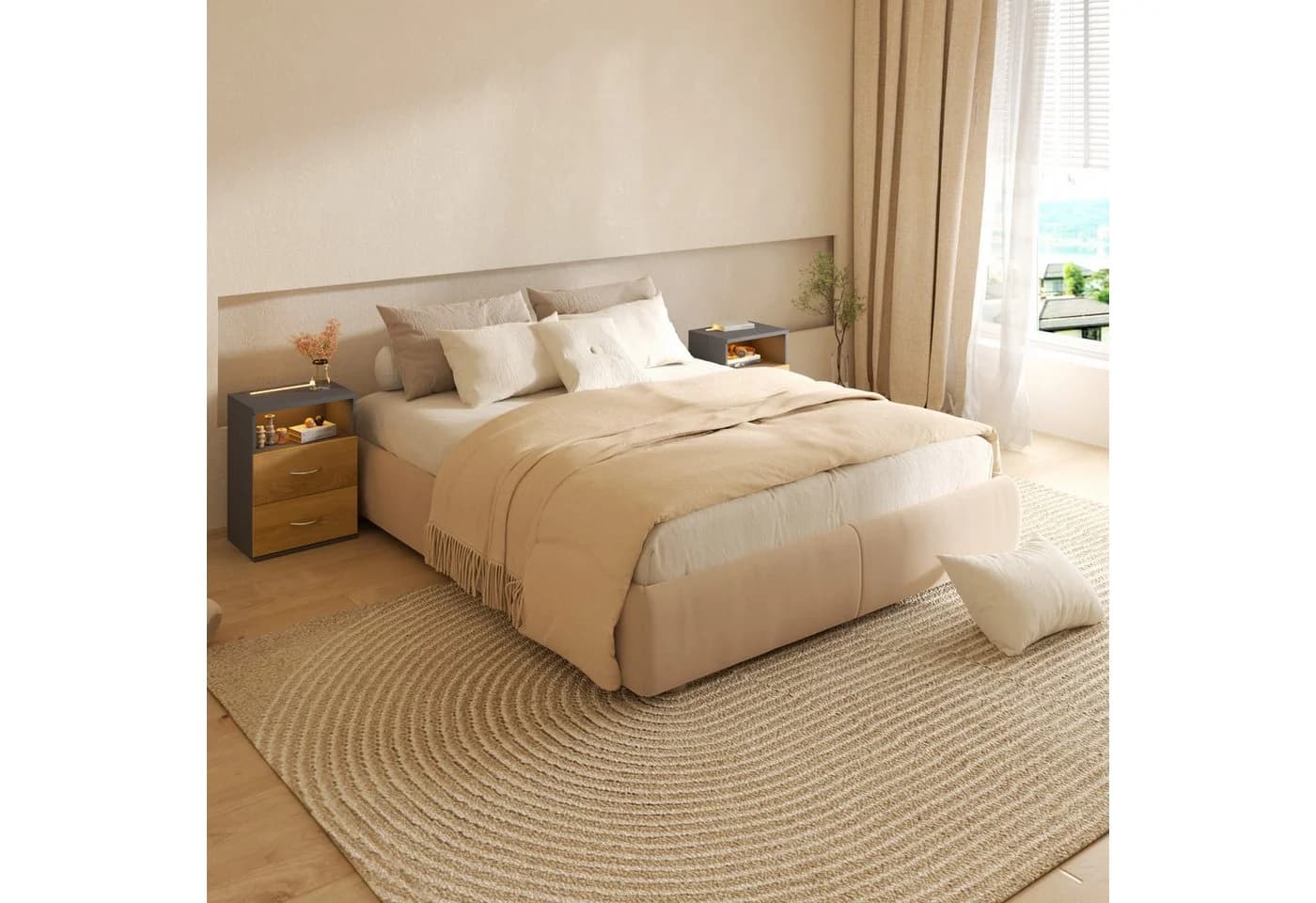 Casaria Nachttisch Jamie mit LED-Beleuchtung Grau - Bild 5