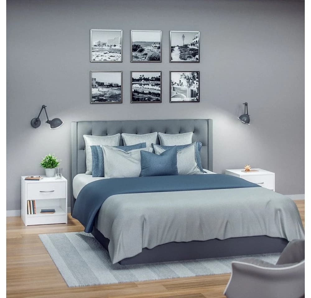 Casaria Nachttisch Kiel 2er Set Weiß Modern Holz