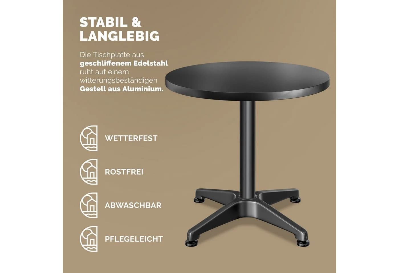 Casaria Stehtisch Höhenverstellbar Schwarz Aluminium - Bild 5