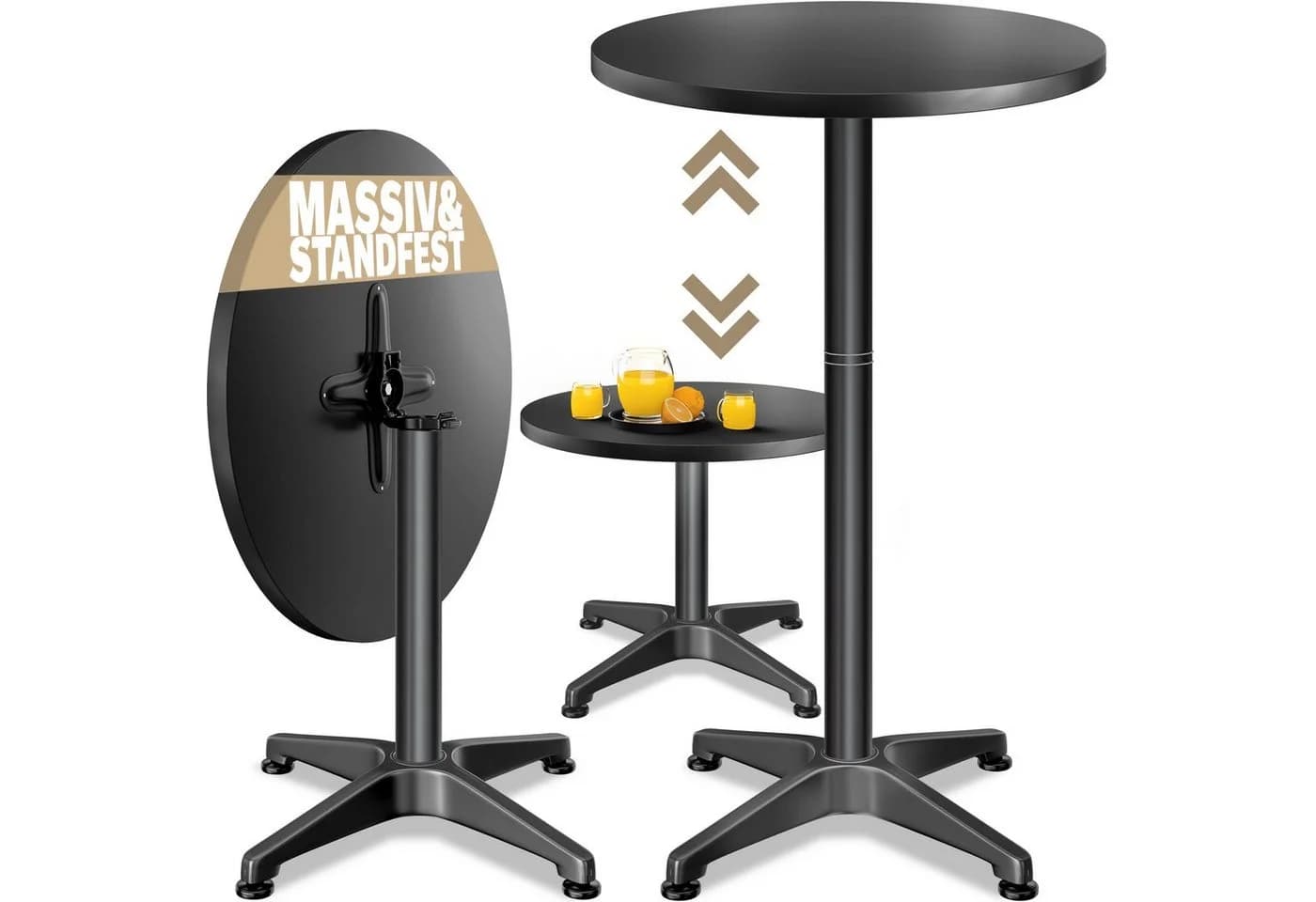 Casaria Stehtisch Schwarz Höhenverstellbar Klappbar Aluminium - Bild 2