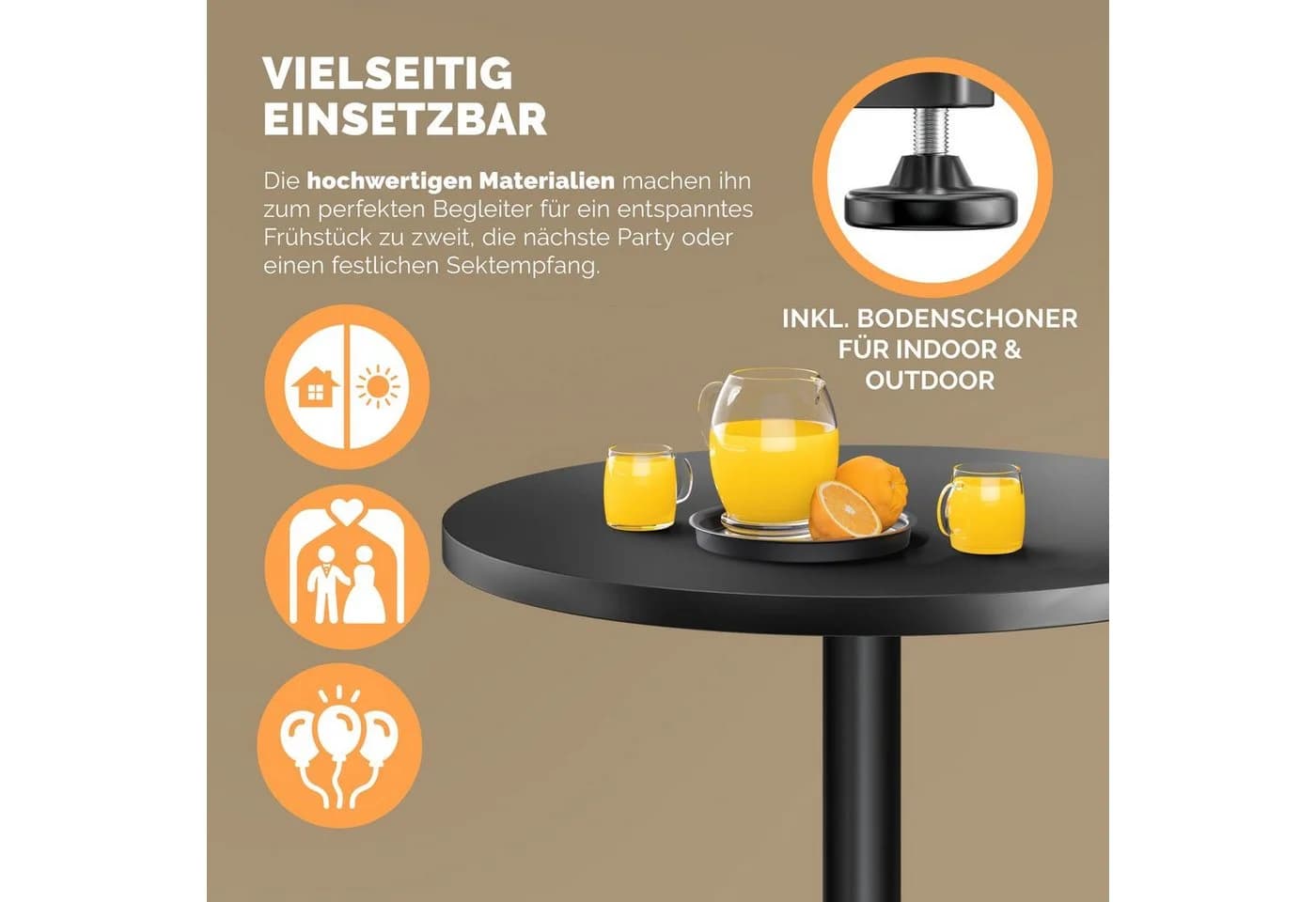 Casaria Stehtisch Schwarz Höhenverstellbar Klappbar Aluminium