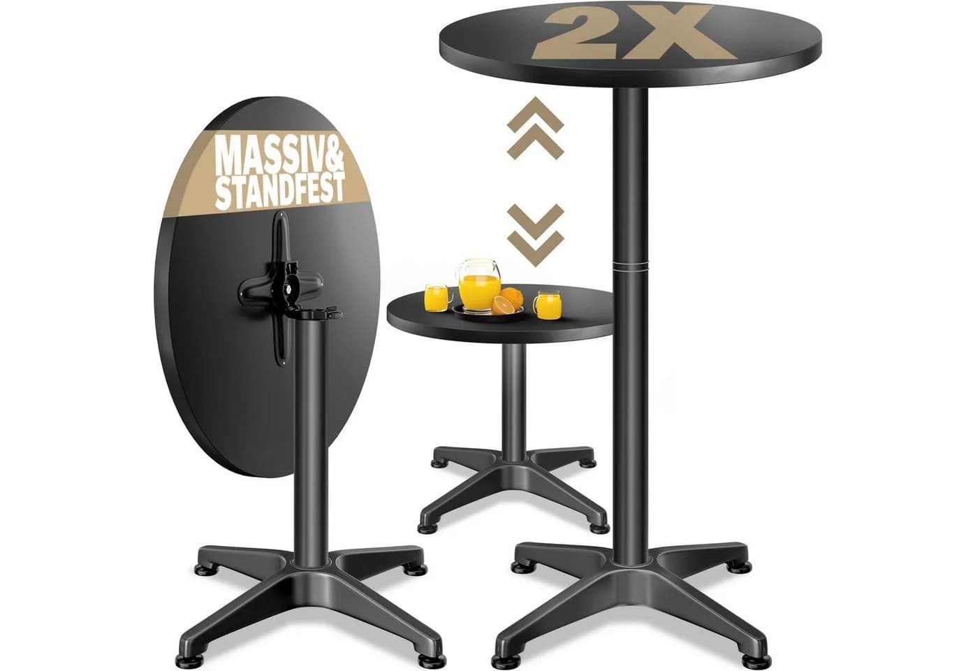 Casaria Stehtisch Schwarz Höhenverstellbar Klappbar Aluminium - Bild 2