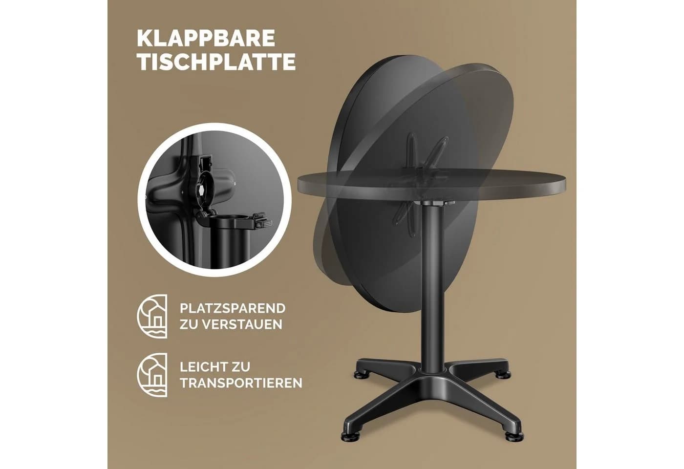 Casaria Stehtisch Schwarz Höhenverstellbar Klappbar Aluminium - Bild 5