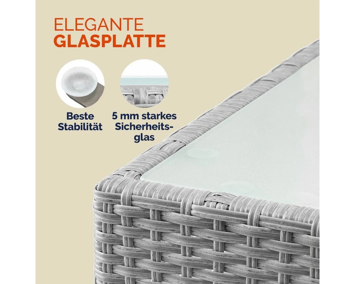 Casaria Beistelltisch Polyrattan 58x58cm Wetterfest Höhenverstellbar 80kg Belastbarkeit - Bild 5