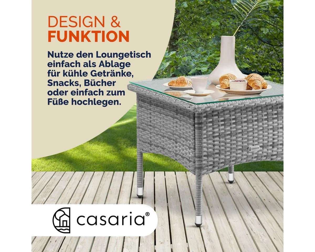 Casaria Beistelltisch Polyrattan Grau Höhenverstellbar Wetterfest - Bild 4