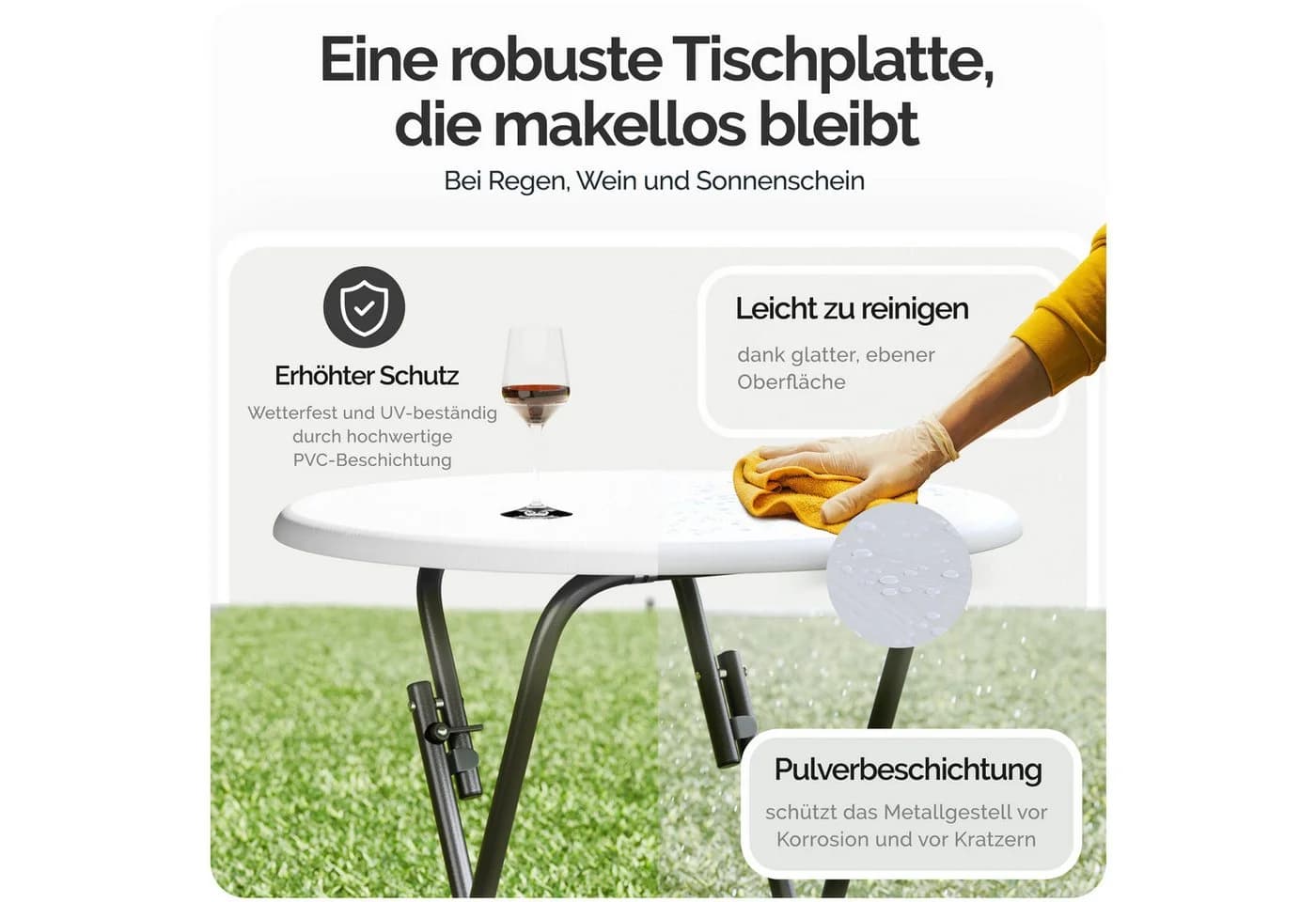 Casaria Stehtisch 2er Set Klappbar Wetterfest Weiß - Bild 3