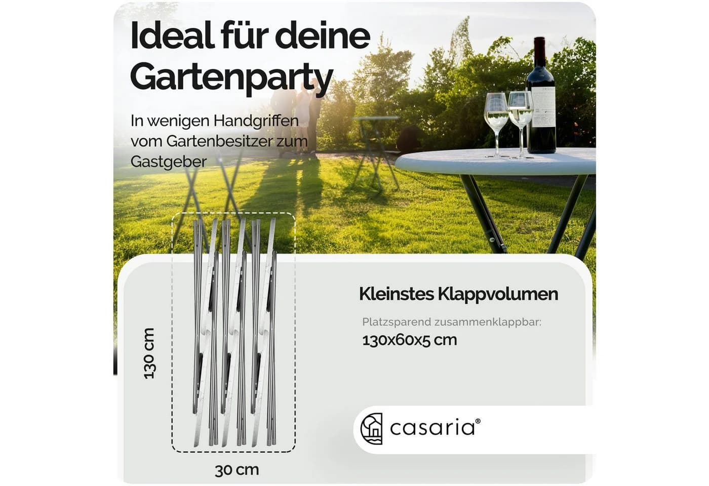 Casaria Stehtisch 2er Set Klappbar Wetterfest Weiß - Bild 4