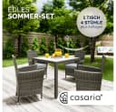 Casaria Garten-Essgruppe 5-tlg. Grau/Beige Polyrattan mit Glasplatte Bild 1