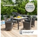 Casaria Garten-Essgruppe 7-tlg. Grau Polyrattan mit Polstern Bild 1