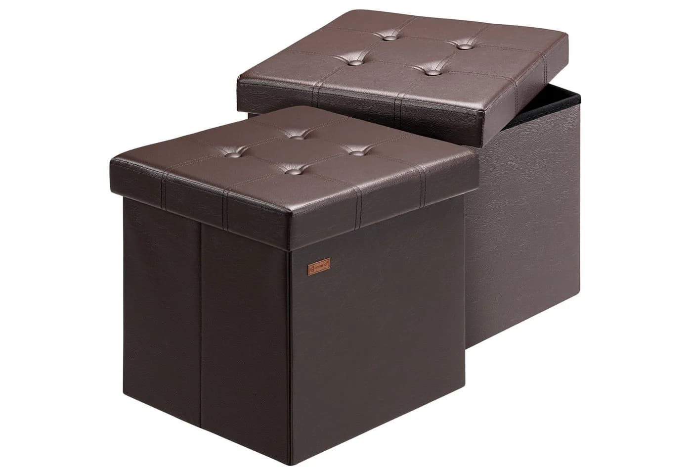 Casaria Sitzhocker Braun Kunstleder Gepolstert 38x38x38cm - Bild 2