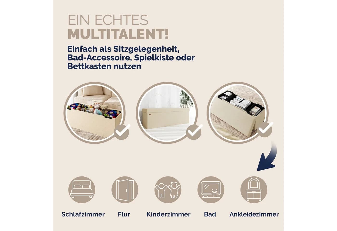 Casaria Sitzbank Cord Beige Faltbar inkl. Boxen 114x38cm 300kg Belastbarkeit Wohnzimmer - Bild 5