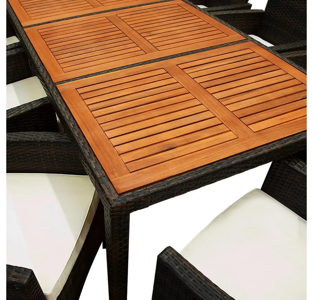 Casaria Garten-Essgruppe Palermo 9-tlg. Polyrattan Akazie Holz