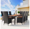 Casaria Garten-Essgruppe 9-tlg. Braunes Polyrattan Akazienholz Bild 1