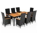 Casaria Garten-Essgruppe 9-tlg. Braunes Polyrattan Akazienholz Bild 2