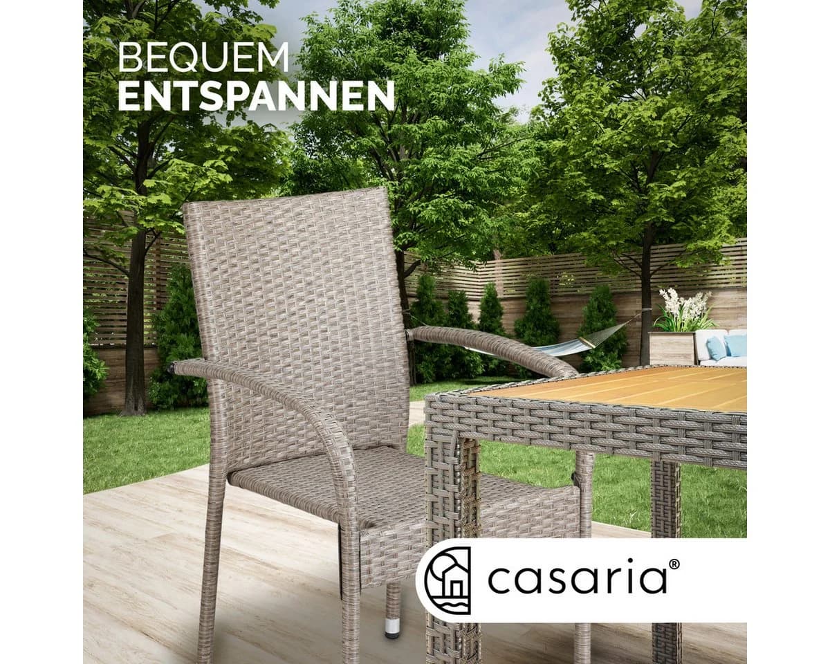 Casaria Gartenstuhl Stapelbar Wetterfest Polyrattan Outdoor - Bild 3