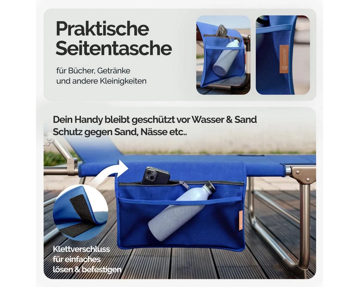 Casaria Gartenliege Ibiza 2er Set Blau mit Sonnendach - Bild 3