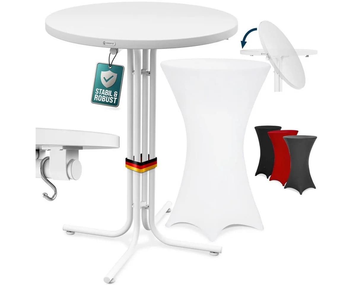 Casaria Stehtisch Klappbar mit Husse Weiß 70cm - Bild 2