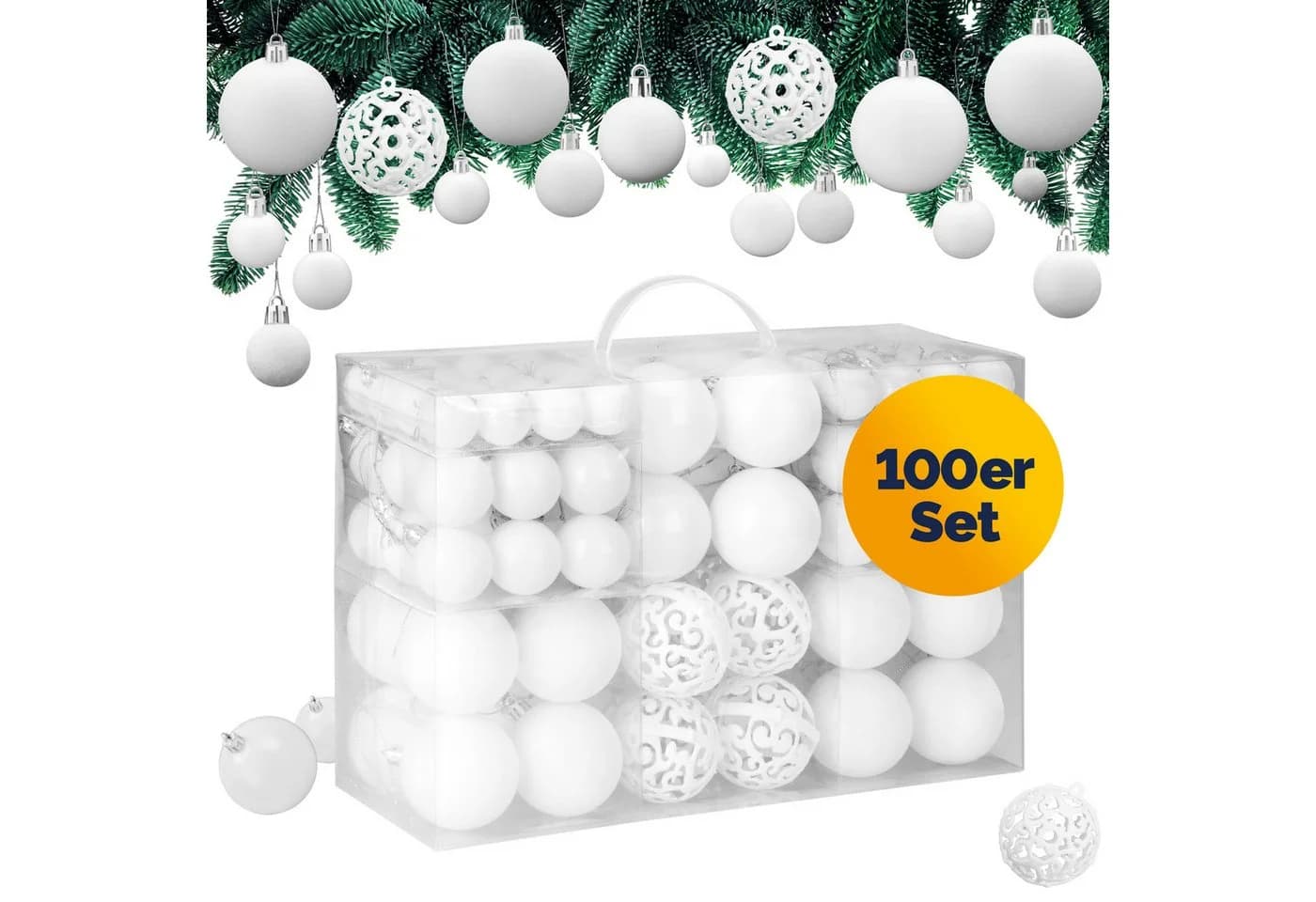Casaria Weihnachtsbaumkugel 100er Set Matt Glänzend Glitzer - Bild 2