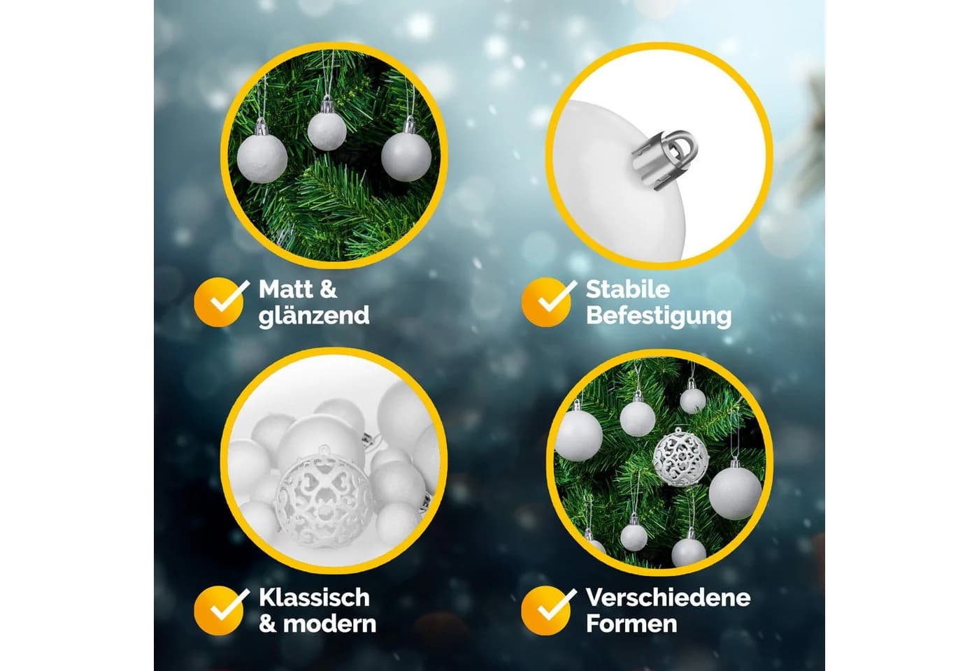 Casaria Weihnachtsbaumkugel 100er Set Matt Glänzend Glitzer - Bild 5