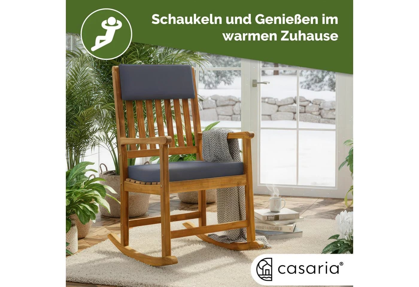 Casaria Schaukelstuhl Akazie Garten Balkon - Bild 5