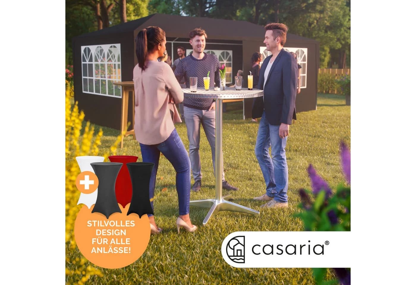 Casaria Stehtisch Bistrotisch klappbar höhenverstellbar Aluminium Edelstahl weiß