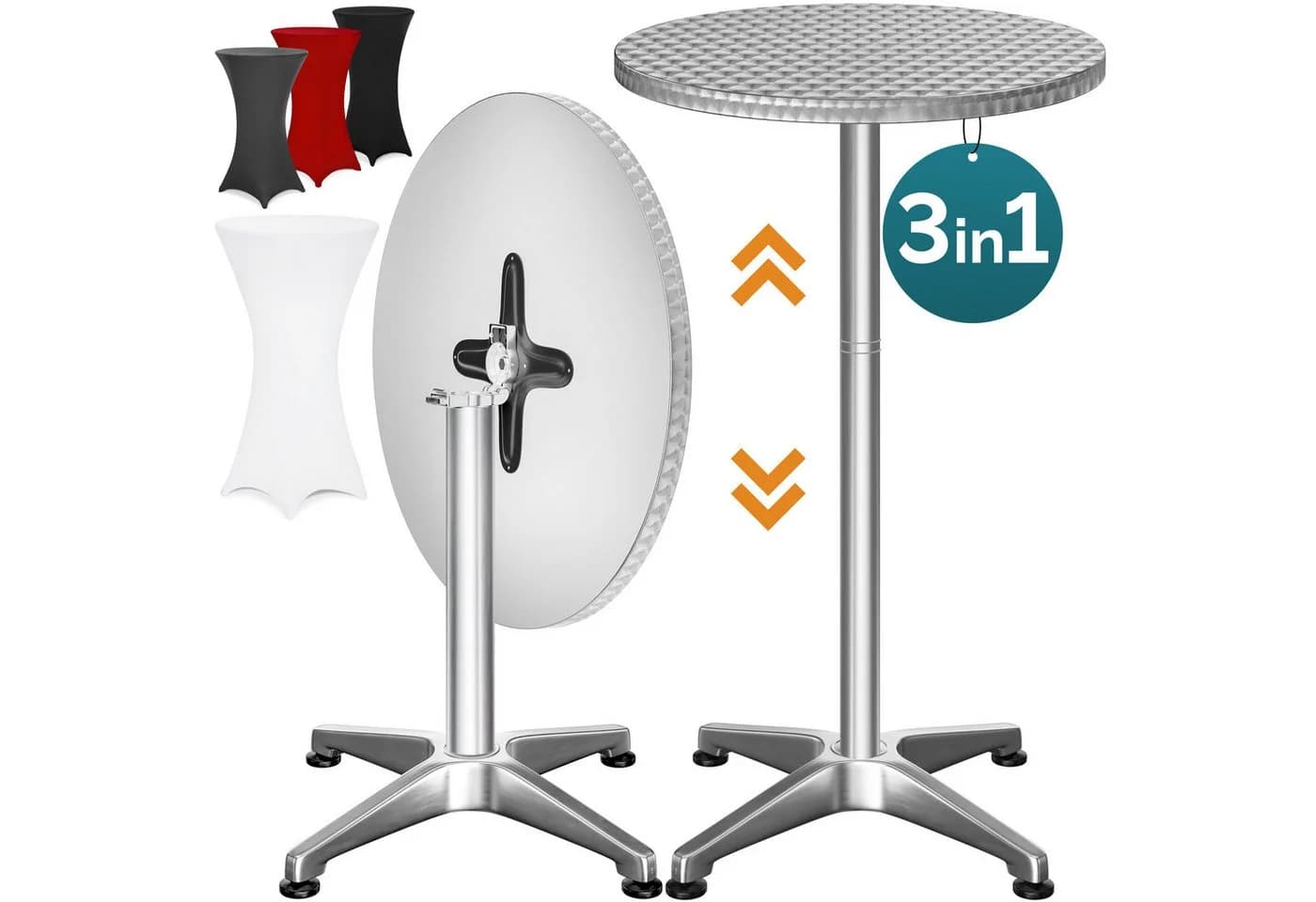 Casaria Stehtisch Bistrotisch klappbar höhenverstellbar Aluminium Edelstahl weiß - Bild 2