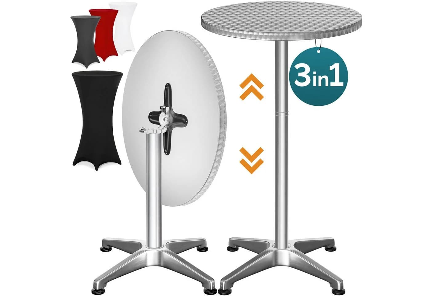 Casaria Stehtisch Bistrotisch klappbar höhenverstellbar Aluminium Edelstahl - Bild 2