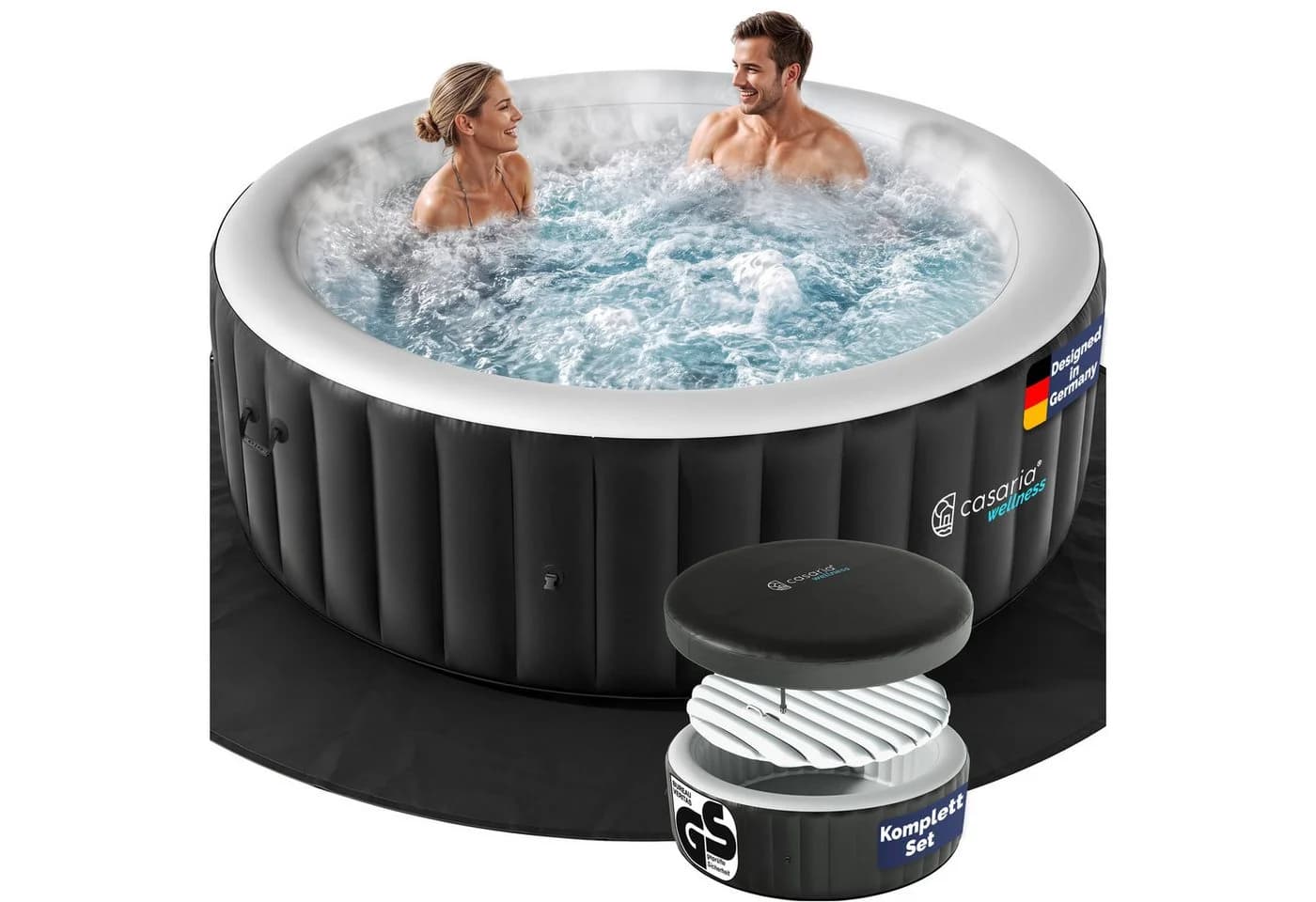 Casaria aufblasbarer Whirlpool 6 Personen Schwarz Grau PVC - Bild 2