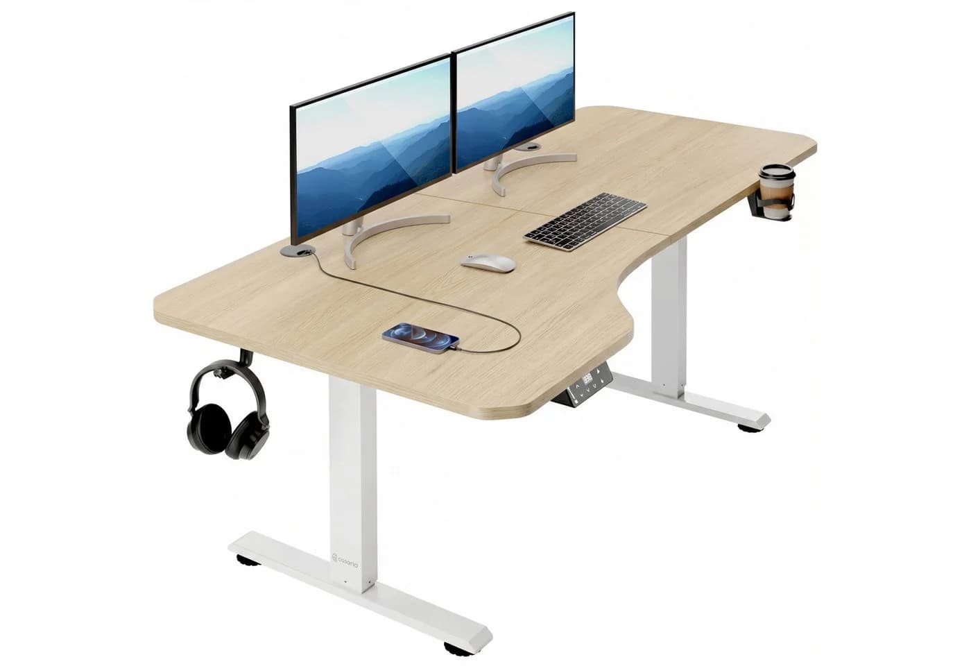 Casaria Elektrischer L-Schreibtisch Beige Höhenverstellbar - Bild 2