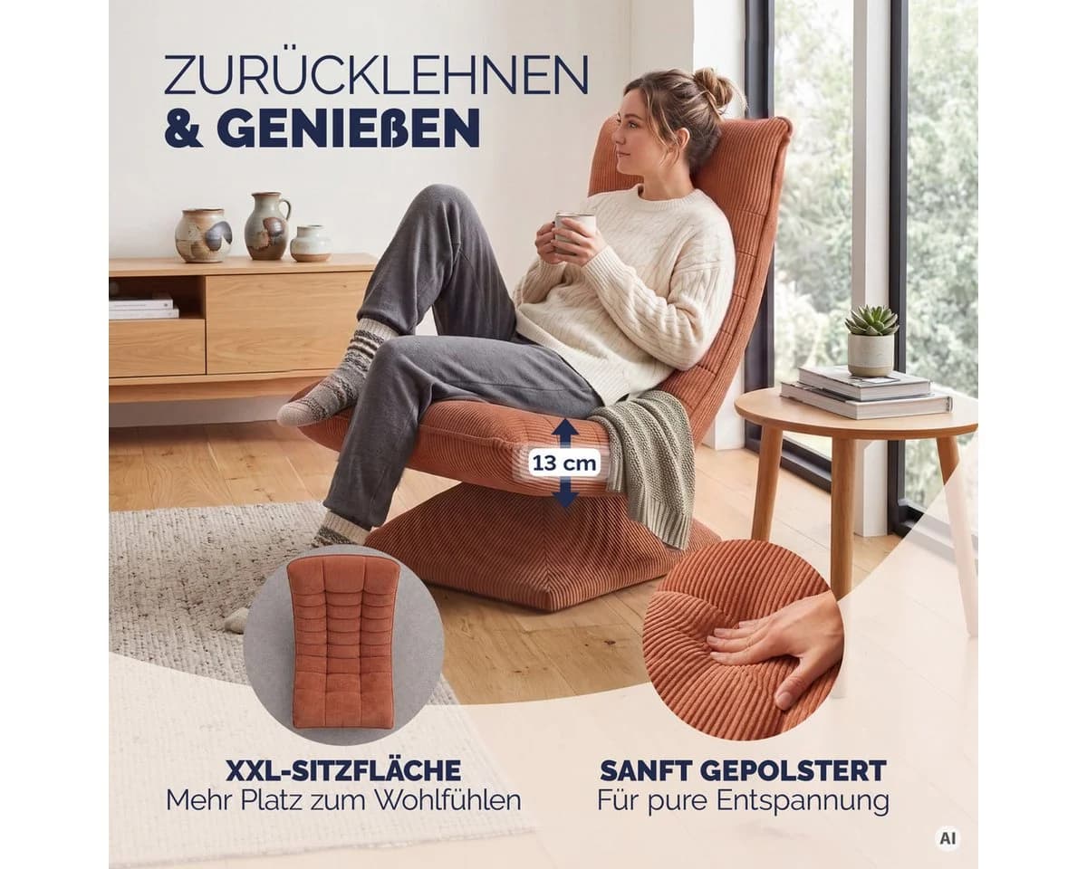 Casaria Relaxsessel Aberdeen Cord Klappbar 360° Drehbar
