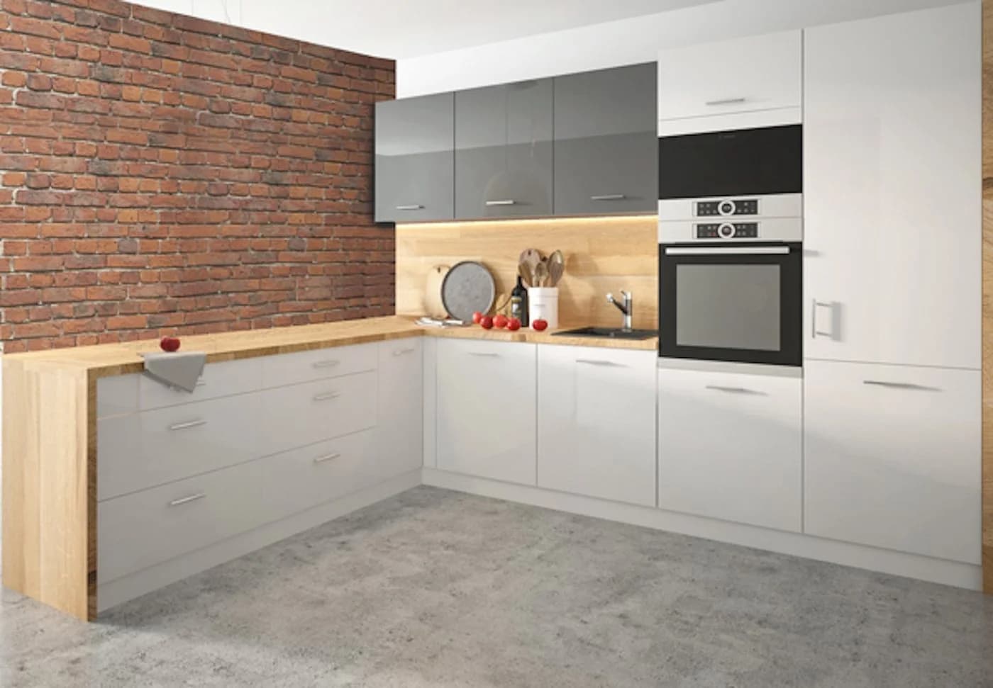 Feldmann-Wohnen Eckschrank Essen Trend 30cm Weiß 3 Ablageböden - Bild 5
