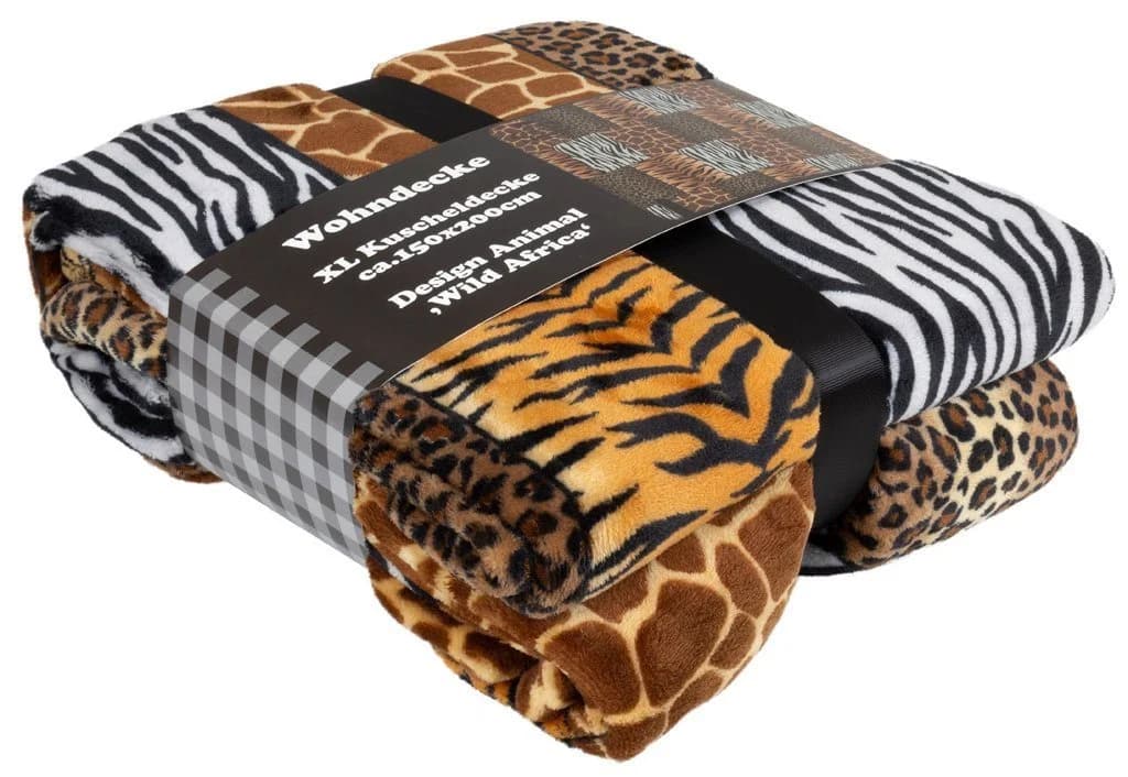 Wohndecke Tiermotiv Afrika Flauschig Weiche Kuscheldecke, Trendyshop365, Felloptik Tiger Leopard Zebra - Bild 4