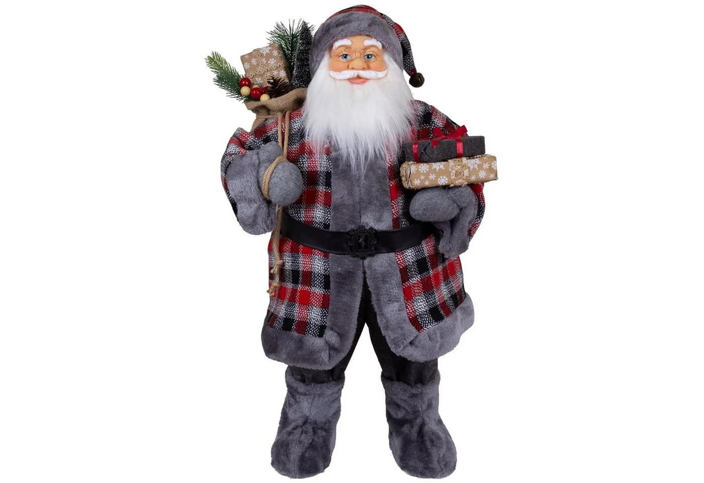 Christmas Paradise Weihnachtsmann Finn Deko Figur grau-rot