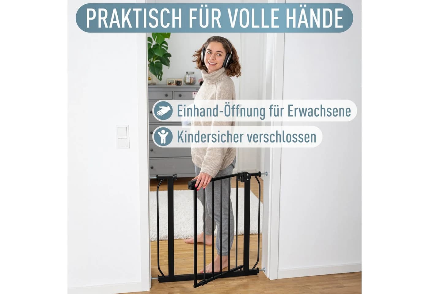 ib style Türschutzgitter Berrin ohne Bohren 58-66 cm schwarz - Bild 5