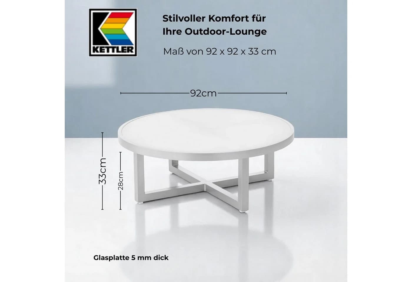 KETTLER Ego Loungetisch Glasplatte Silber - Bild 3