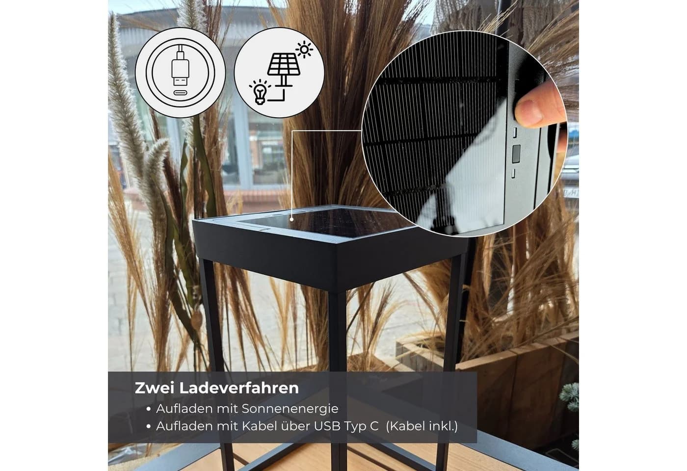 Kettler LED Laterne eckig offen Schwarz - Bild 4