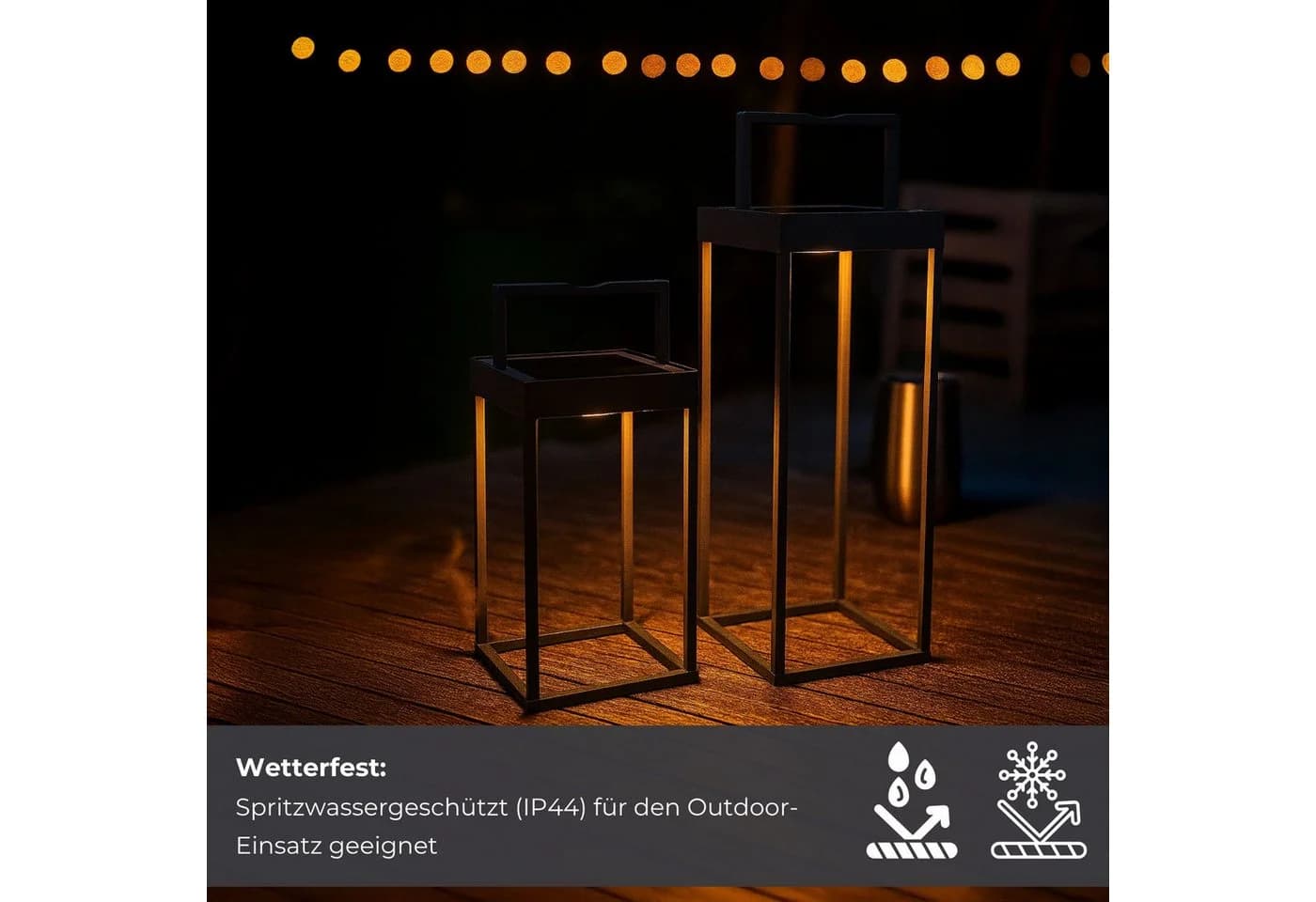 Kettler LED Laterne eckig offen XL 50 cm Schwarz - Bild 5
