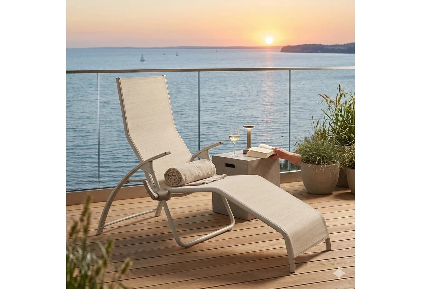 Kettler Tampa Wellnessliege Creme Beige Aluminium