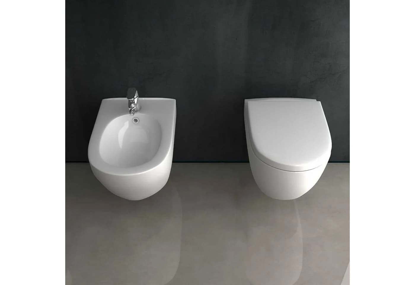 Alpenberger WC-Set Wandmontage mit Bidet Weiß Keramik