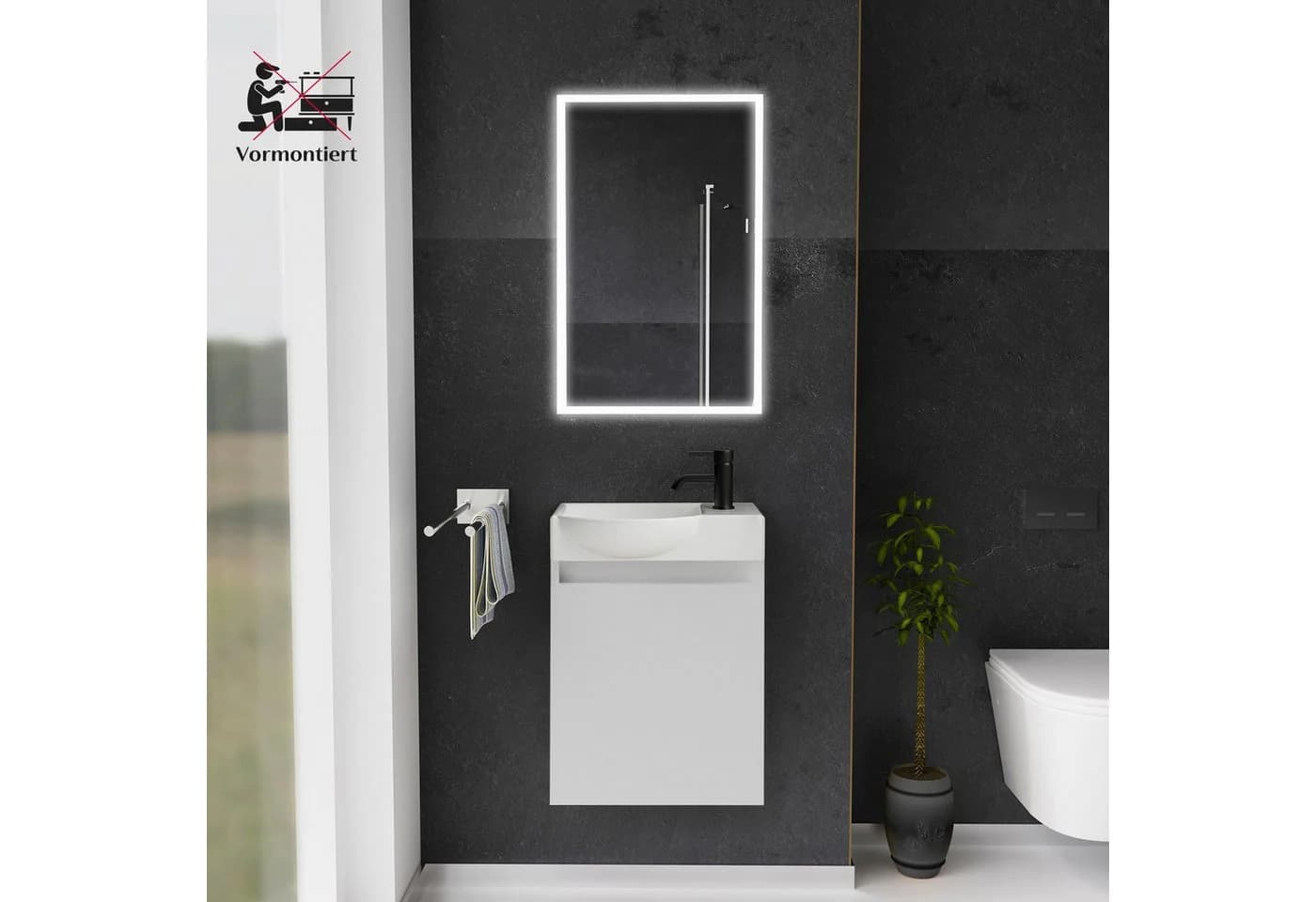 Alpenberger Badmöbel-Set Gäste WC Weiß Wandhängend