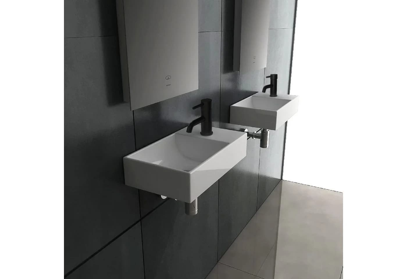 Alpenberger Keramik Miniwaschbecken Weiß Hängewaschbecken Eckig - Bild 3