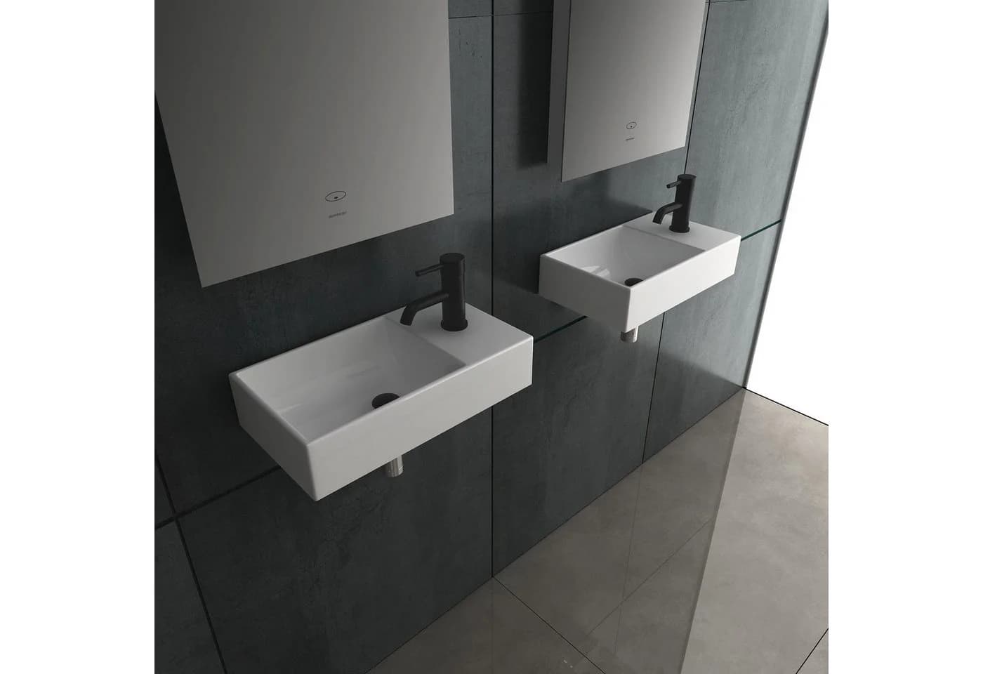 Alpenberger Keramik Miniwaschbecken Weiß Hängewaschbecken Eckig - Bild 4